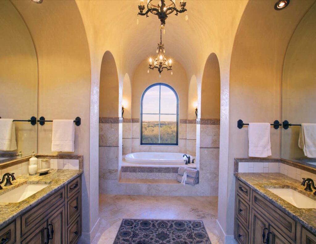 arches in bathroom to look bigger