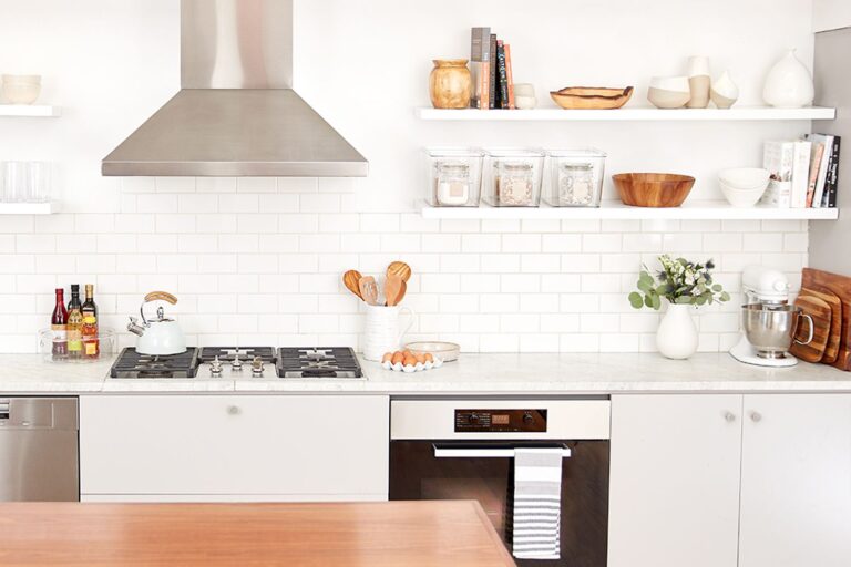 modern design countertop with bookshelf