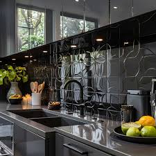 modern kitchen design black backsplash